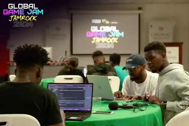 Participants working on games